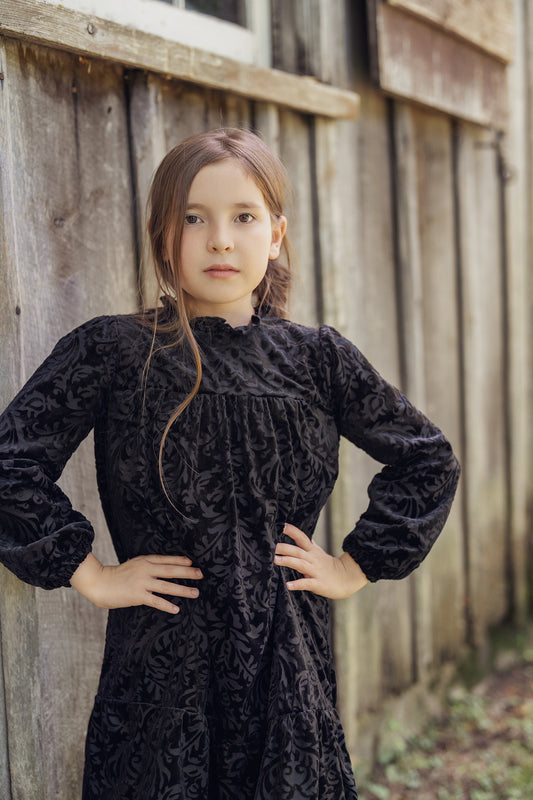 Velvet Flower Detail Dress
