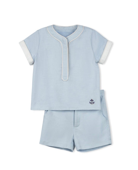Stacy Placket Detail Blouse And Shorts