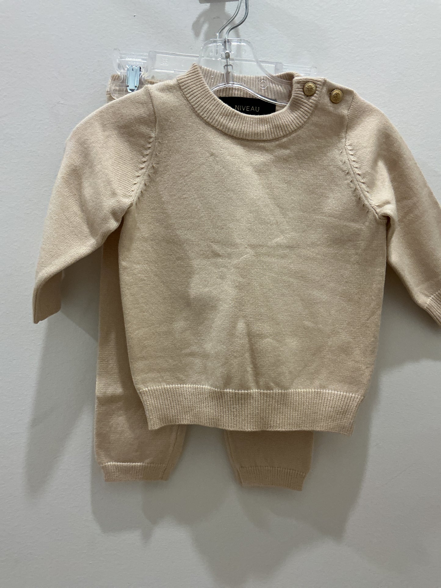 Baby Crew Neck Sweater Set with 3 Gold Buttons