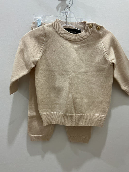 Baby Crew Neck Sweater Set with 3 Gold Buttons