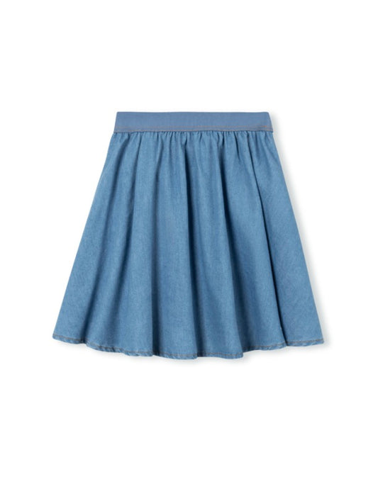 Denim Wide Elastic Band Skirt