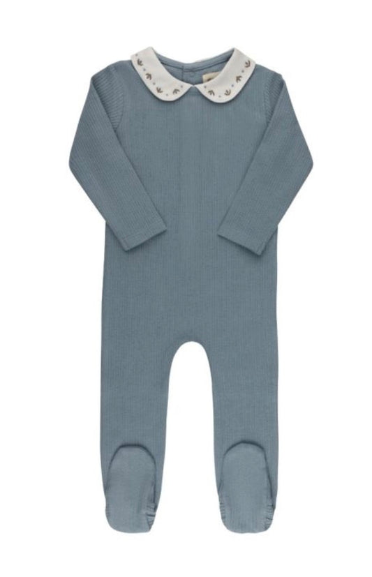 Embroidered Trim Collection Footie + Bonnet