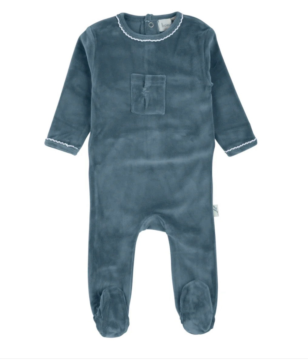 Stitched velour footie