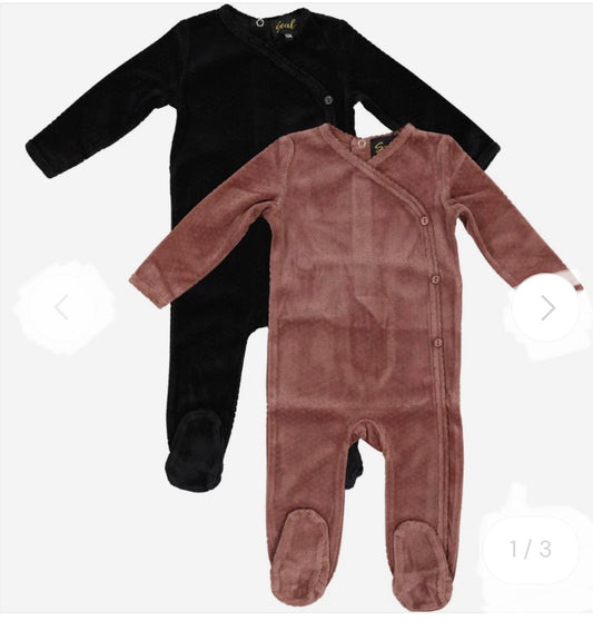 Baby dotted velour onesie