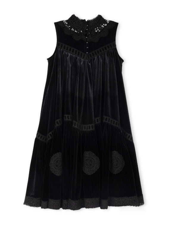 Velour and Eyelet Trim Dress