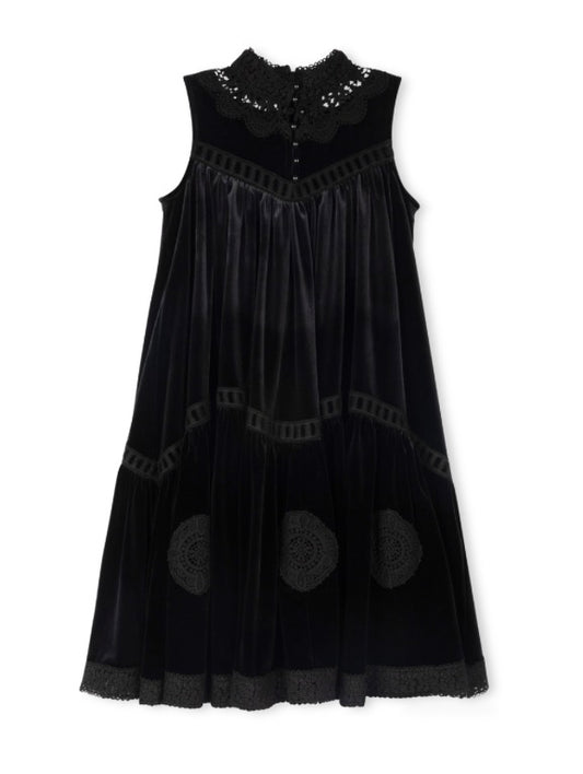 Velour and Eyelet Trim Dress
