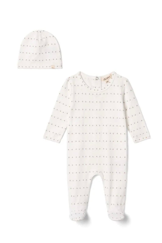 Cotton modal romper set small print
