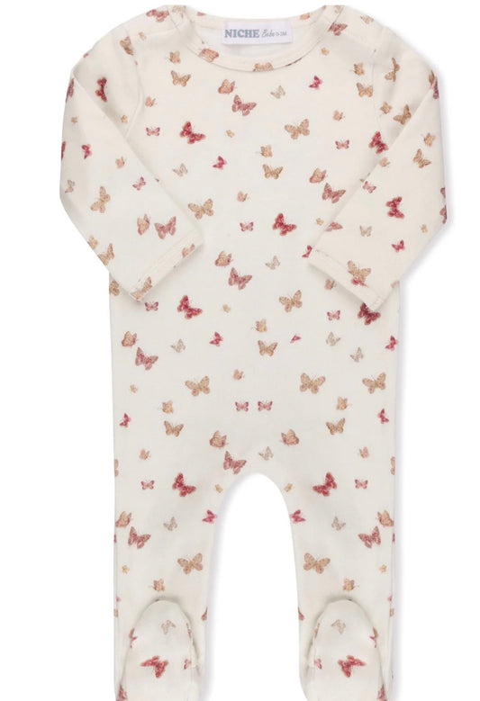 Butterfly print footie