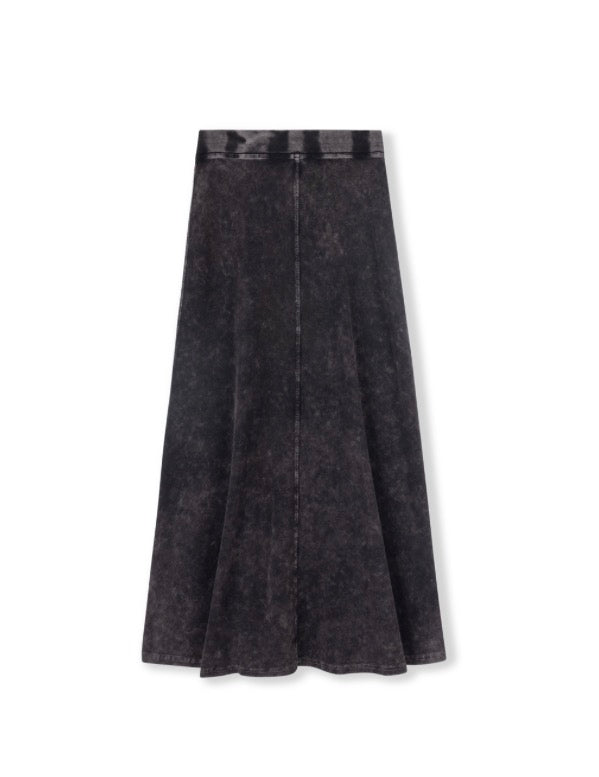 Mineral Wash Open Panel Midi Skirt
