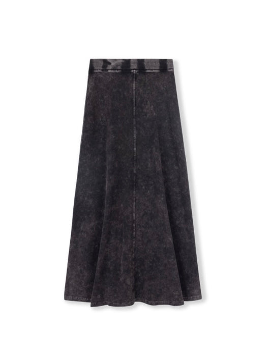 Mineral Wash Open Panel Midi Skirt
