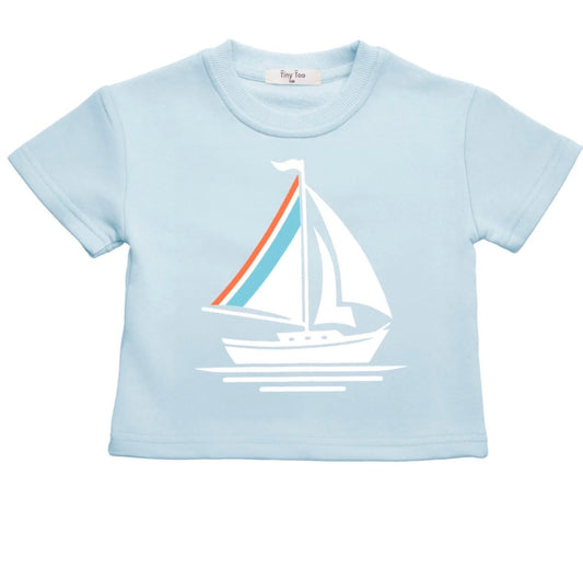 Boat Print Short Set Blue