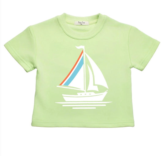 Boat Print Short Set Lime Green