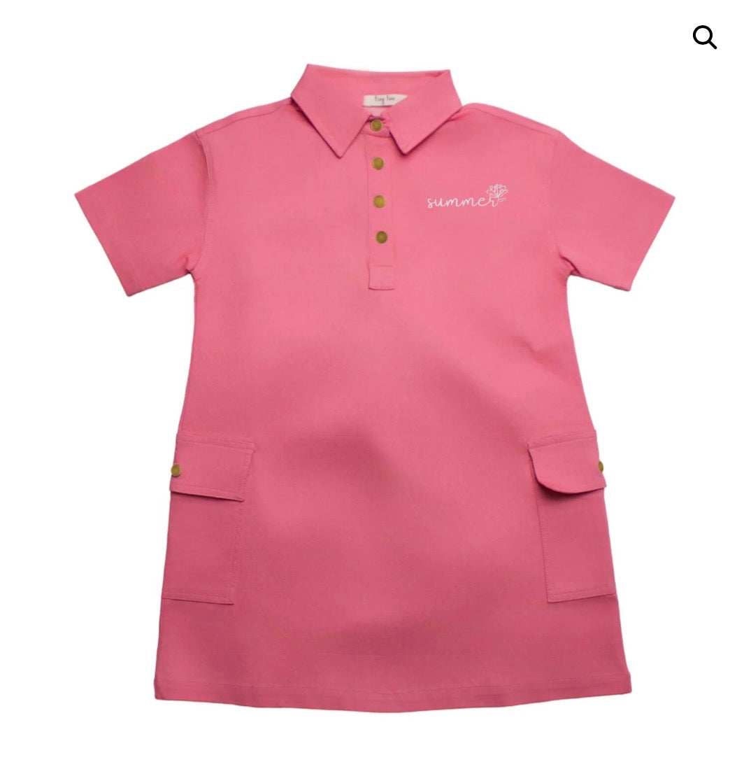 Shirt Dress Pink Denim Short Sleeve