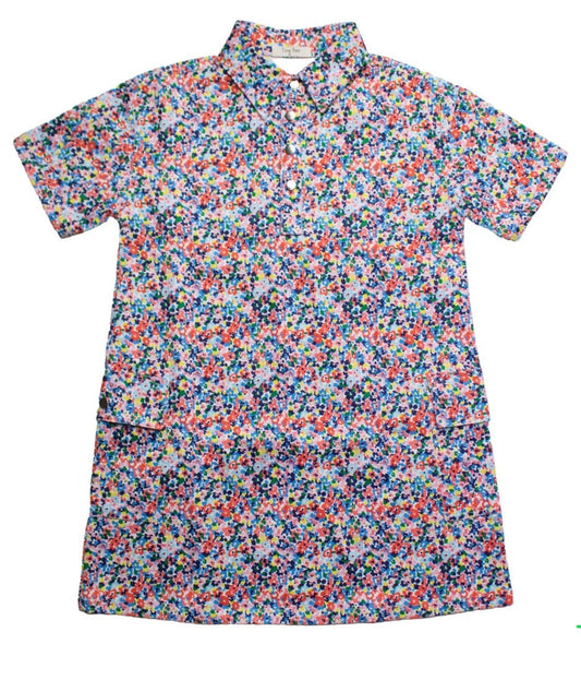 Floral Denim Shirt Dress Short Sleeve
