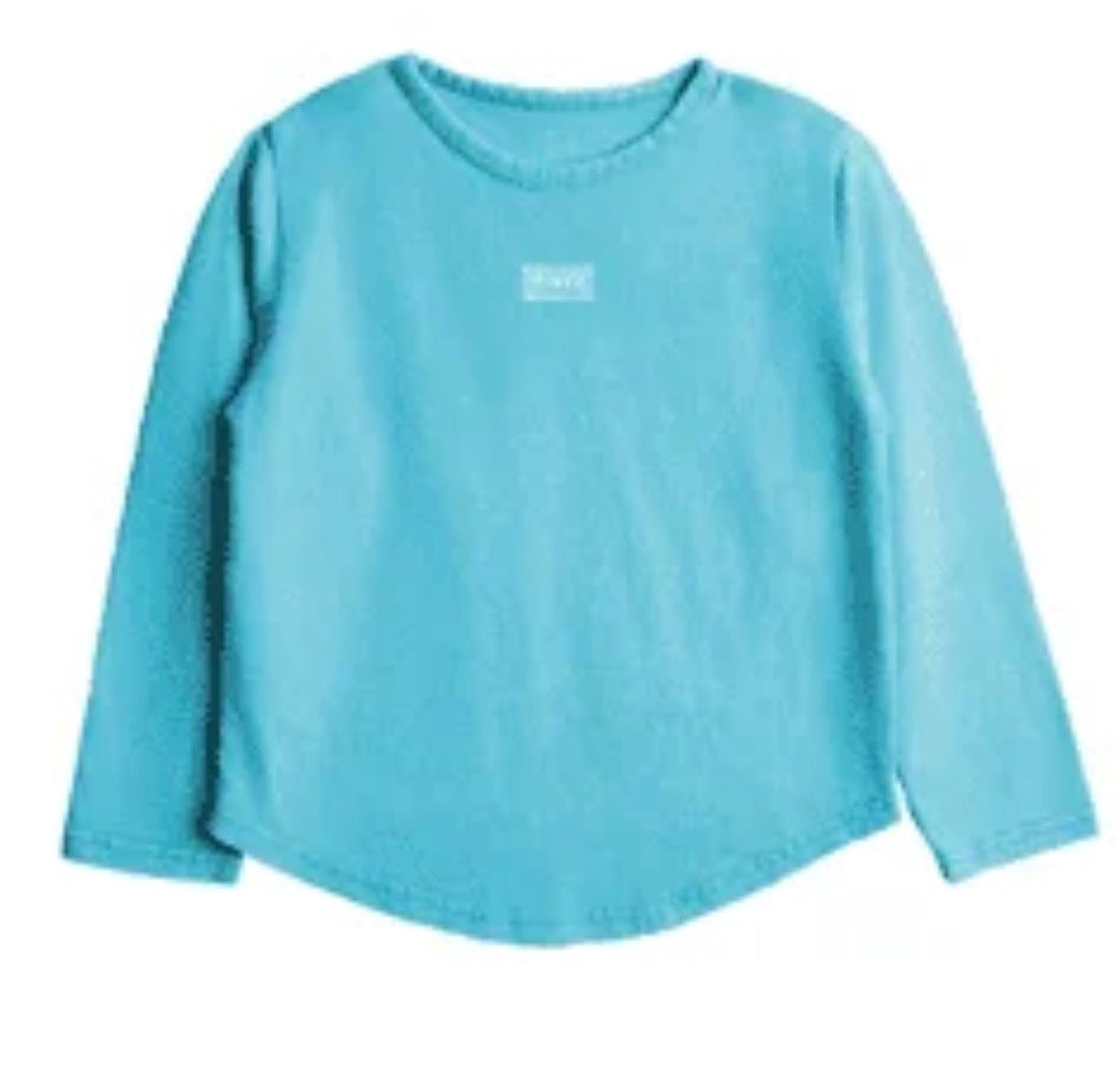 Teal Blue Acid Wash Long Sleeve Top