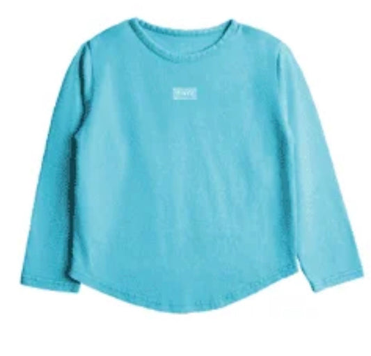 Teal Blue Acid Wash Long Sleeve Top