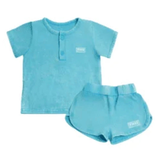 Teal Blue Boys 2 Piece Set Shorts