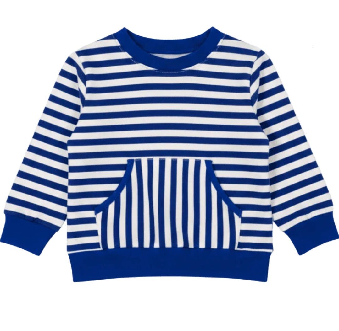 Blue/White Striped Boys Short Sleeve Top
