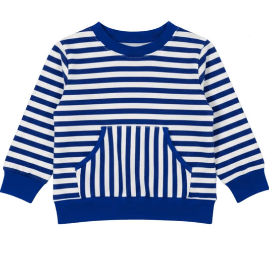 Blue/White Striped Boys Short Sleeve Top