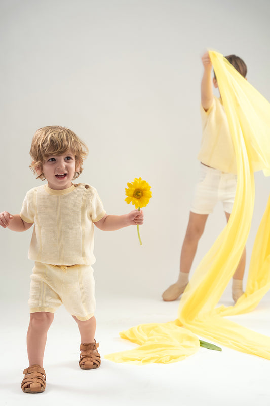 Yellow Knit Baby Boy Set