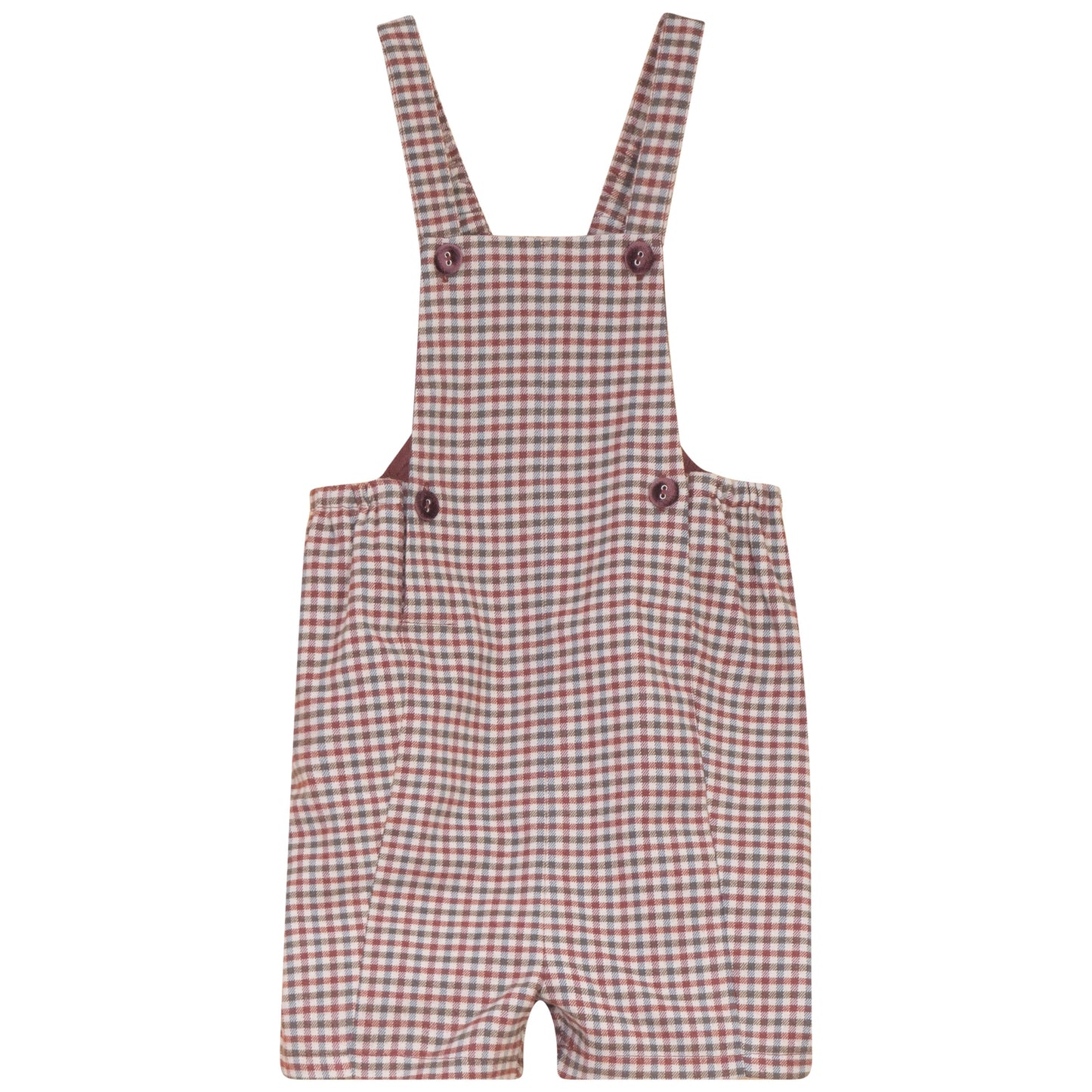 Plaid Overall with Velvet Buttons