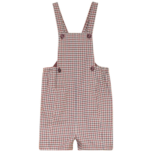 Plaid Overall with Velvet Buttons