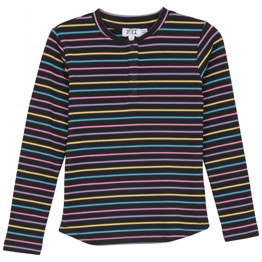 Girls Multi Big Stripe Waffle To