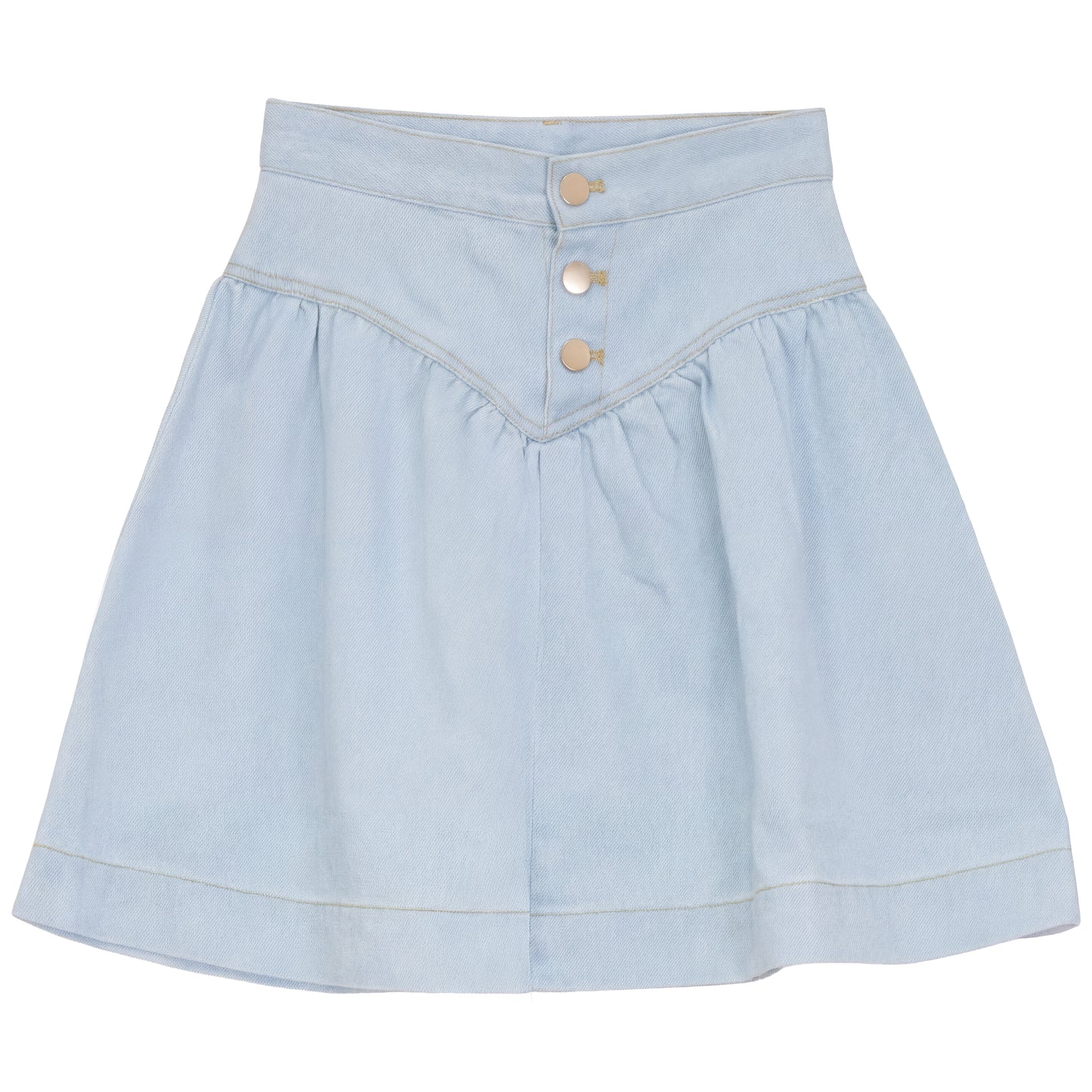 Girls Denim Skirt With V Yoke
