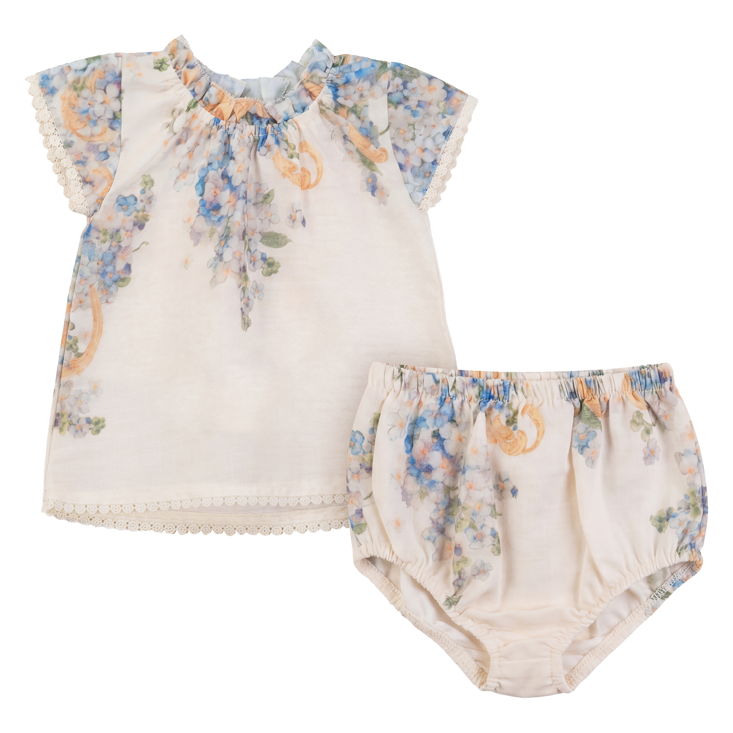 Boarder Floral Baby Girls 2 Pc