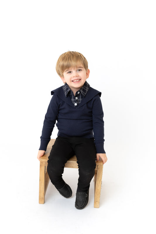 Velvet Plaid Knit Shirt - Boys