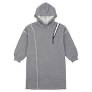 Gray zip-front hooded dress with front zipper