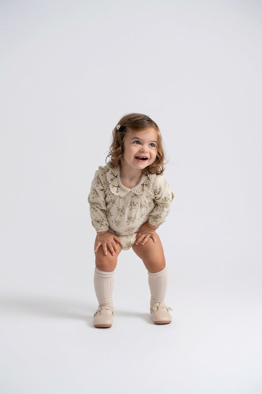 Romper With Crochet Collar