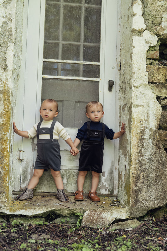 Velvet Overalls With Embroidery