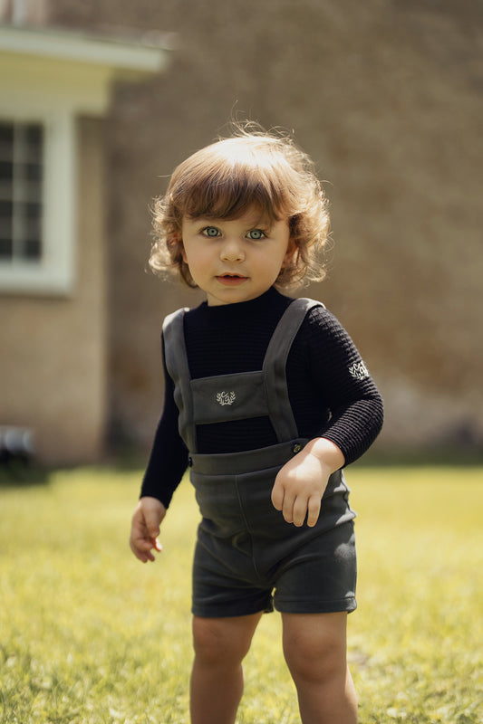 Velvet Overalls With Embroidery