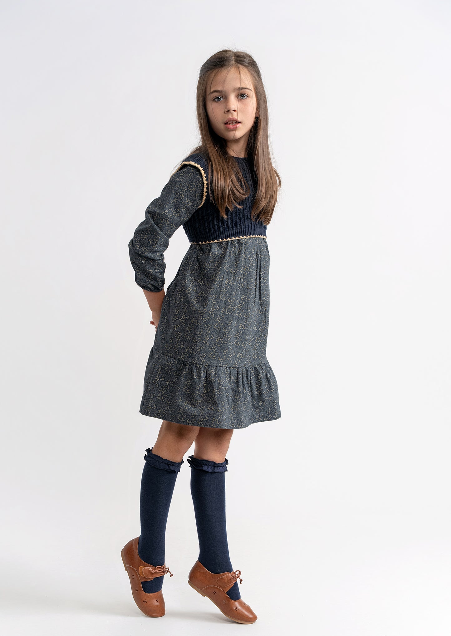 Floral Dress With Knit Vest