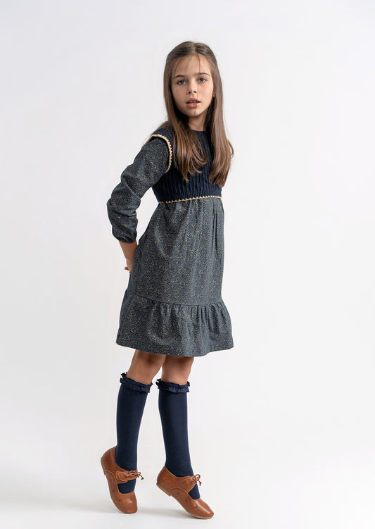 Floral Dress With Knit Vest