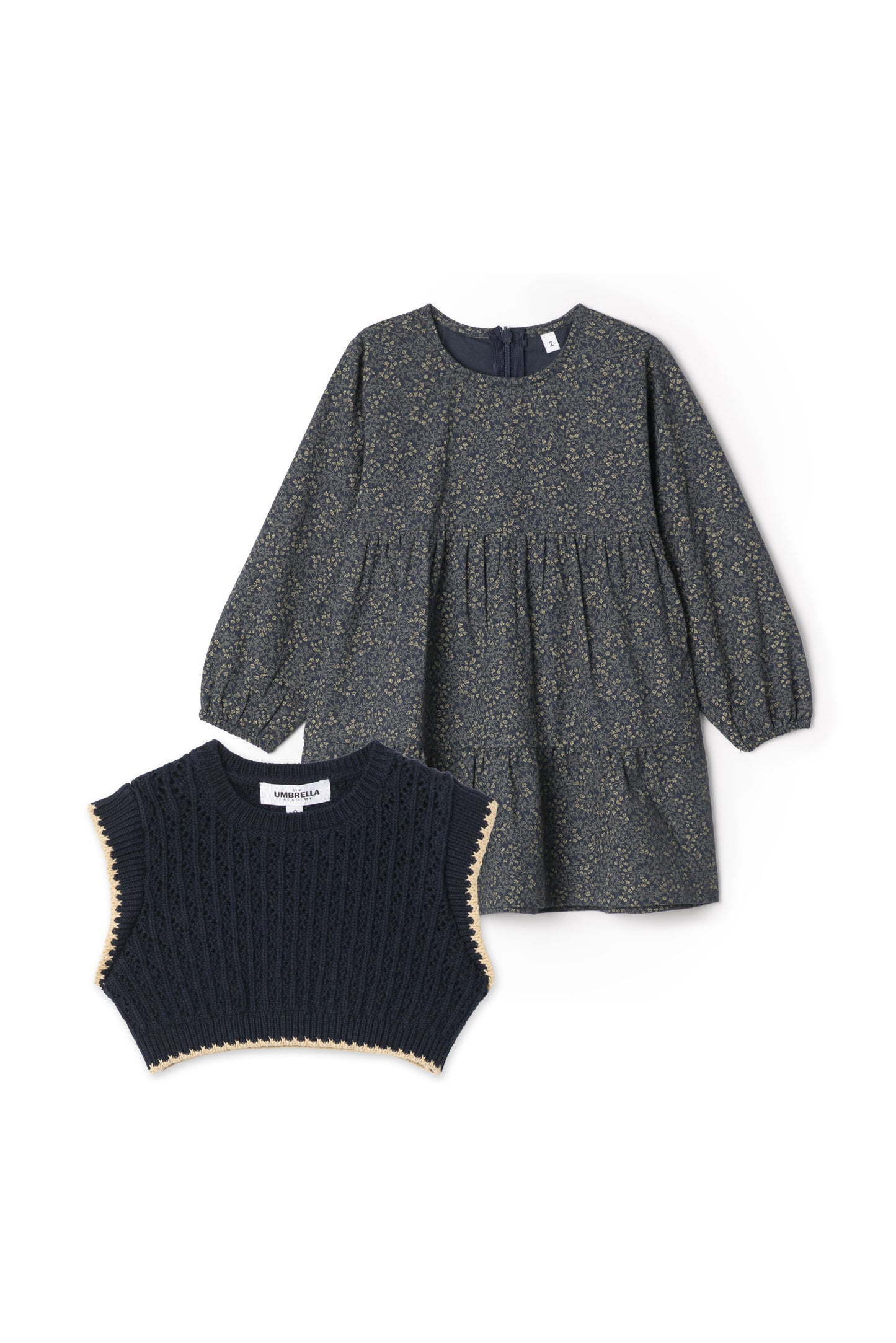 Floral Dress With Knit Vest