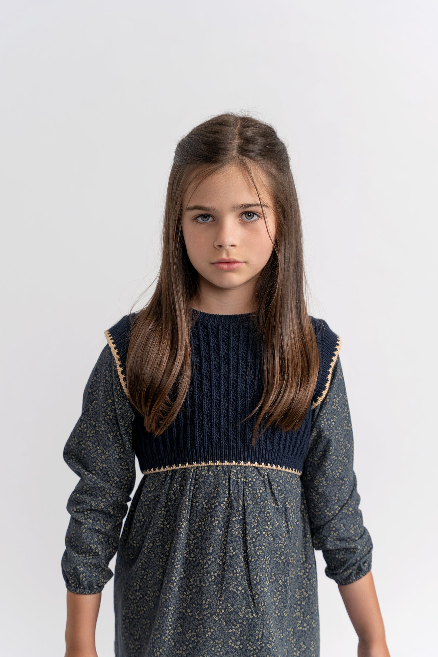 Floral Dress With Knit Vest