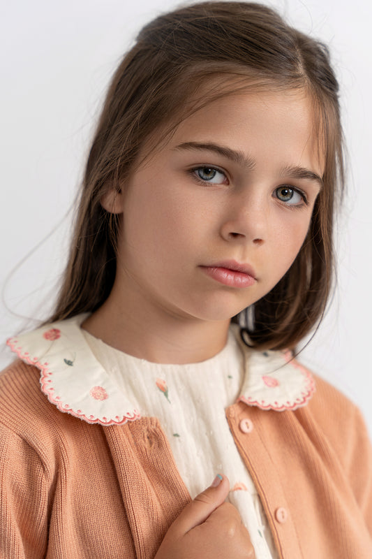 Girls floral gauze dress with cardigan ￼