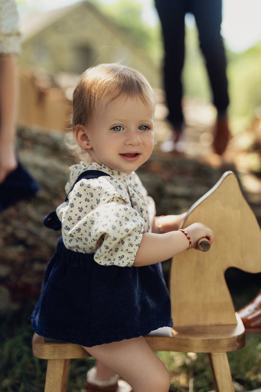 Floral Blouse With Velvet Romper