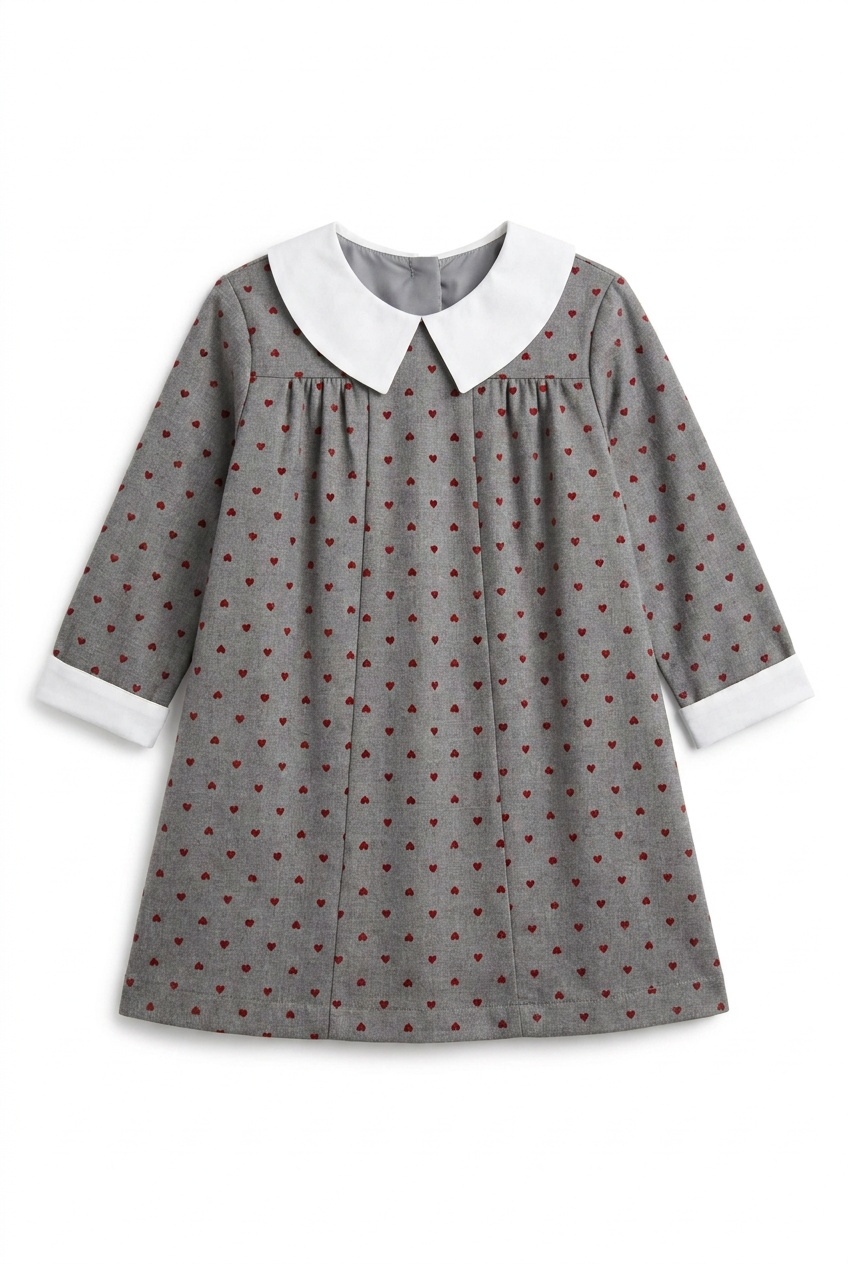 Girls Dress With White Collar & Cuffs