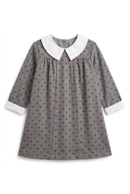 Girls Dress With White Collar & Cuffs