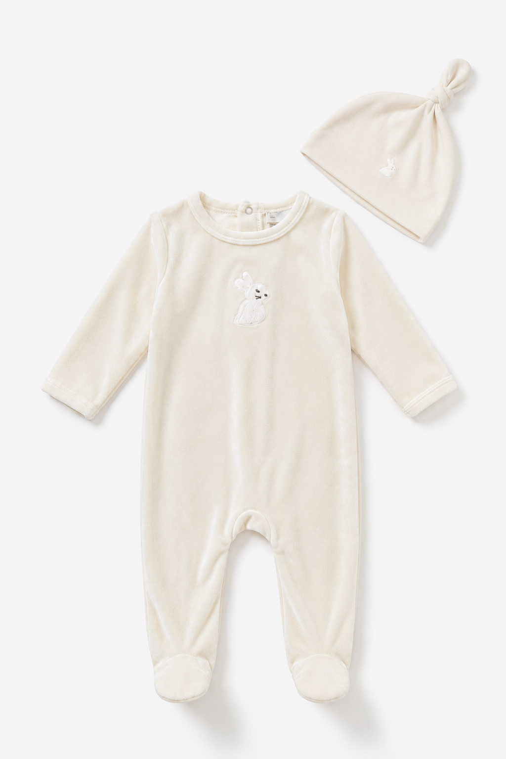 Baby Romper Set With Bunnies At Chest