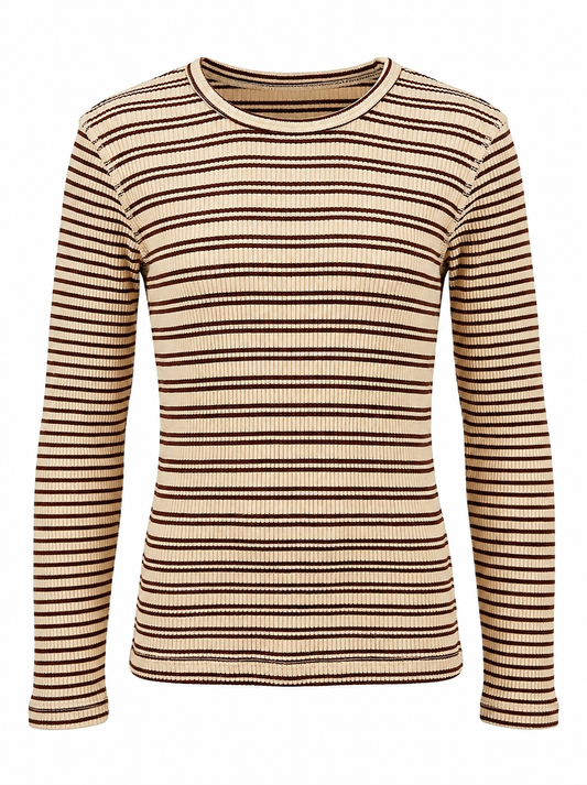 Girls Stripe Rib Top With Outseams