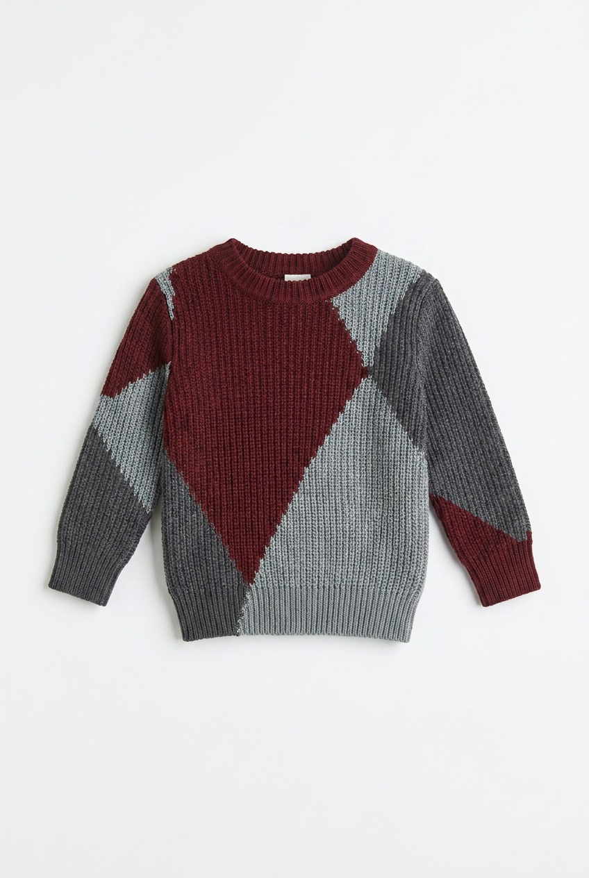 Boys Multi Block Rib Knit Sweater