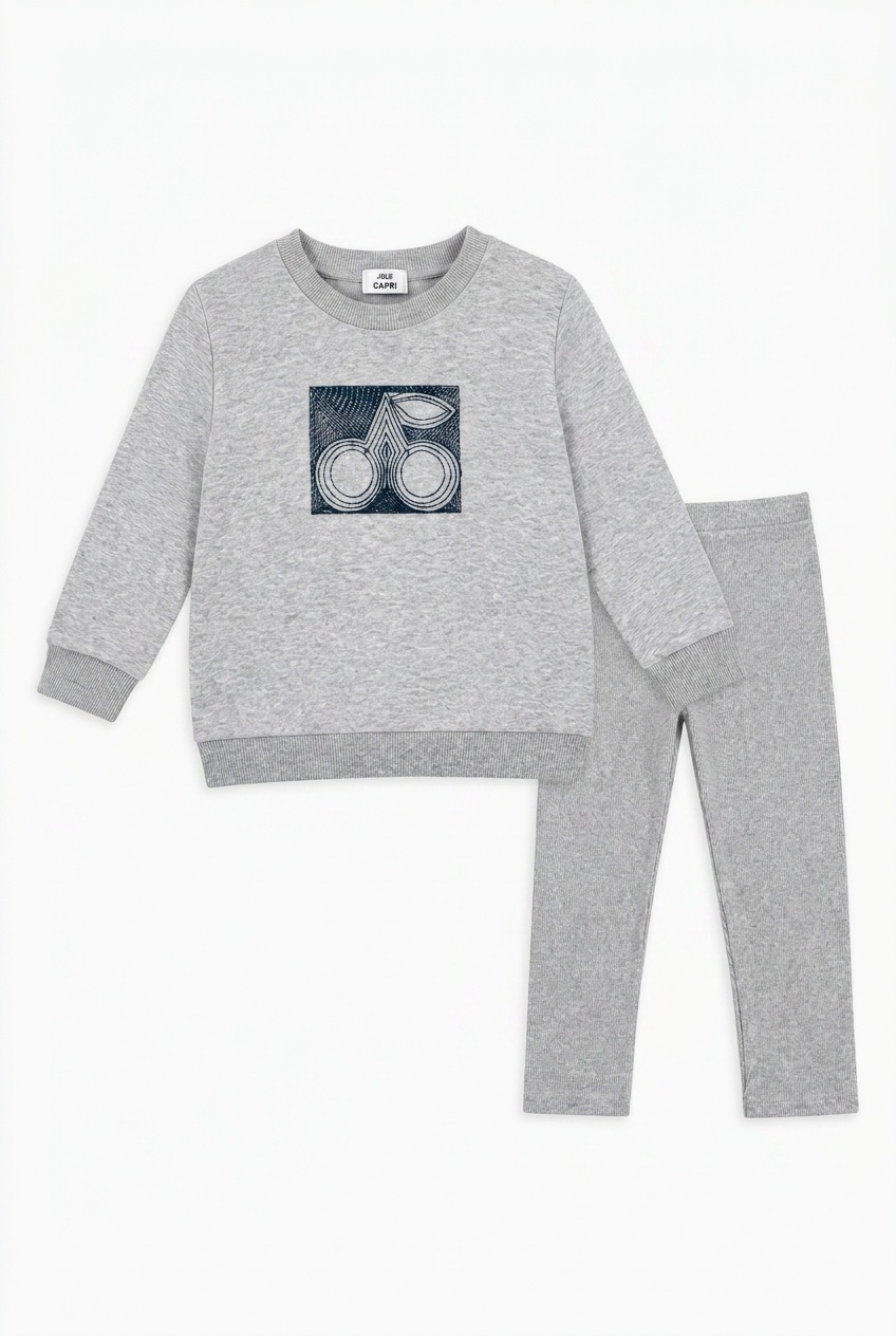 Boys French Fleece 2 PC With Cherry Embroidery