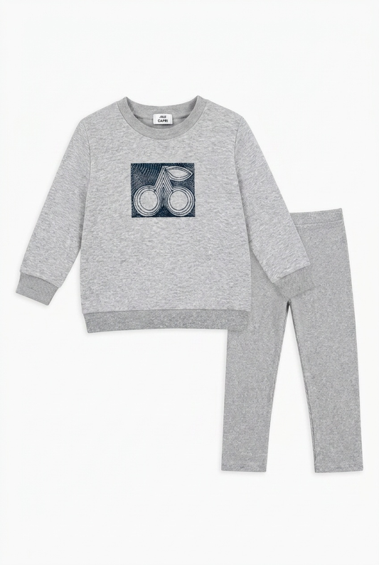 Boys French Fleece 2 PC With Cherry Embroidery