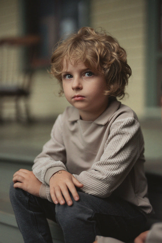 Boys French Fleece Spandex And Corduroy Sweatshirt