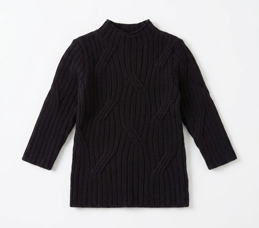 Boys Rib Design Knit Mock Neck Top