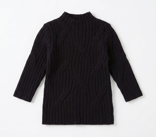 Boys Rib Design Knit Mock Neck Top